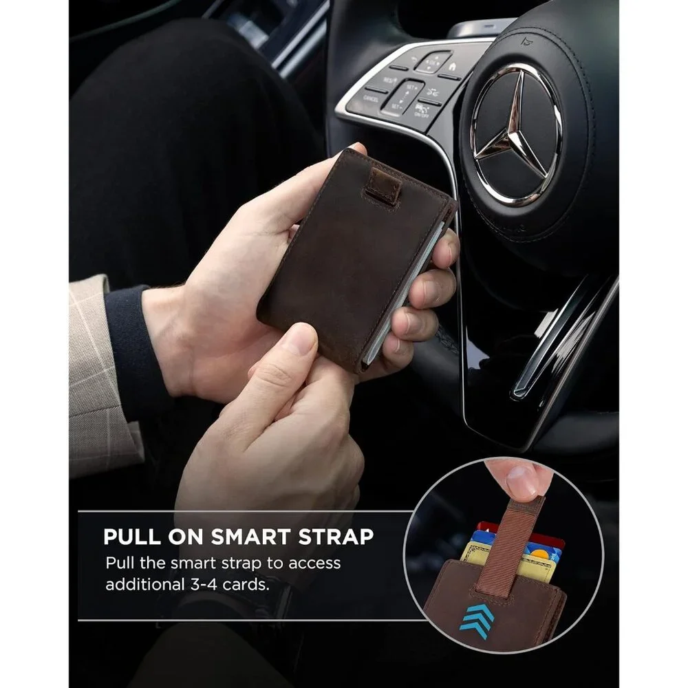 RFID Blocking Slim Bifold Genuine Leather Minimalist Front Pocket Wallet for Men